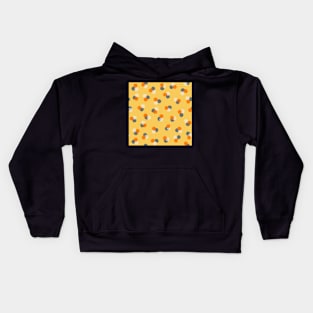 Modern planets in soft buttery golden yellow, denim blue, baby orange and translucent white Kids Hoodie